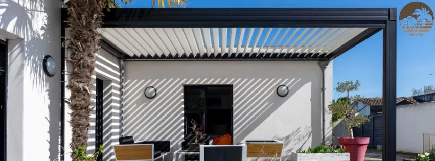 pergola Modern aluminum pergola installed by Coconut Grove Landscape & Design in Jacksonville Beach, FL