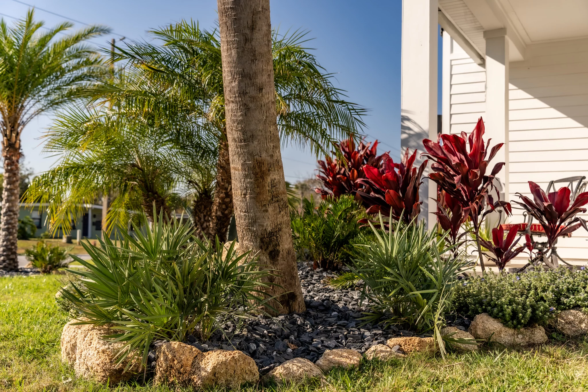 Rendered Backyard Oasis Landscape design rendering for a Jacksonville Beach backyard with patios and fire features