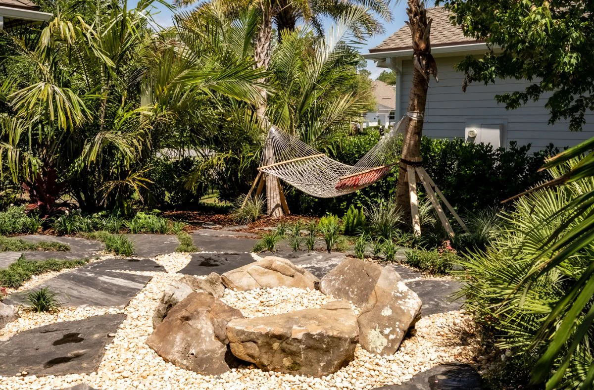 high-end outdoor living environments with a hammock