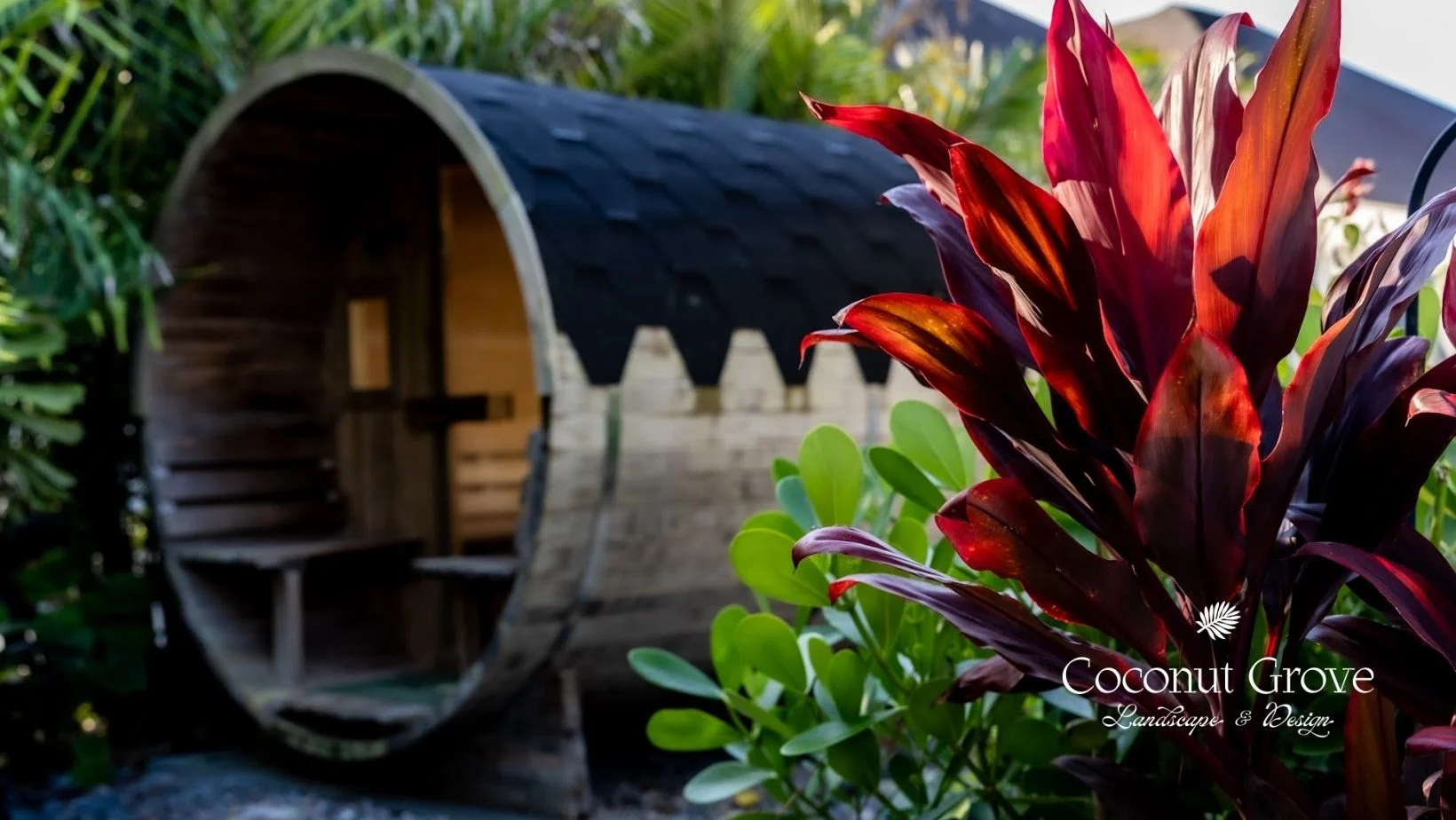 Native Plants and Foodscaping Naturalistic Florida landscape with coquina boulders, native palms and trees, and different colors creates a contemporary backyard dreams are made of